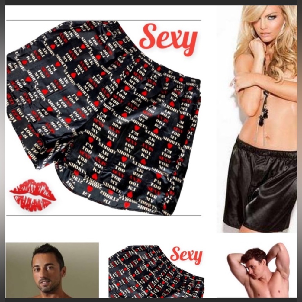 Mens Boxer Shorts Sexy Mens Underwear Silk Satin I’m Too Sexy For My Shorts Logo